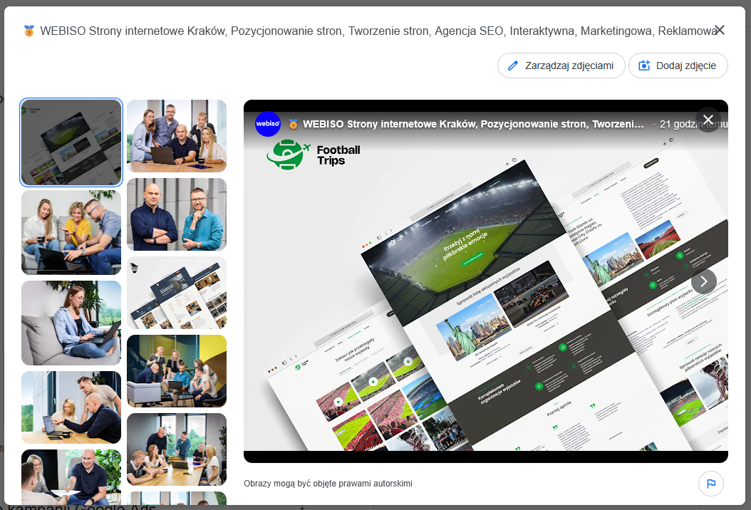 Galeria zdjęć w wizytówce Google